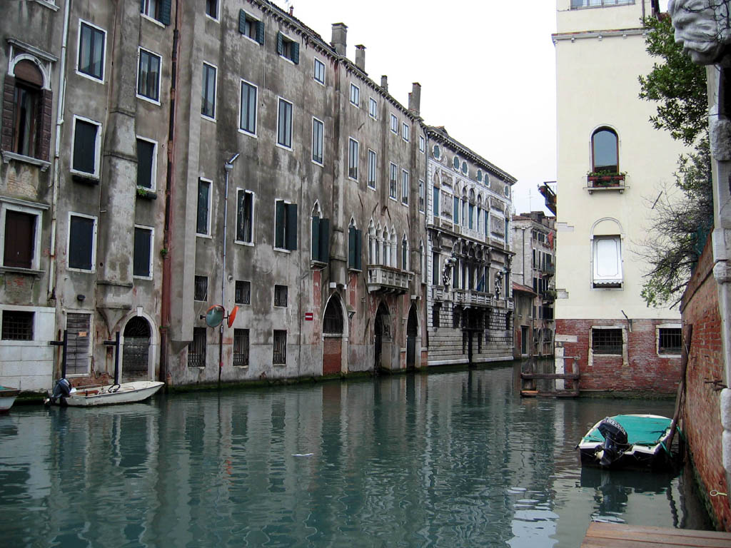 Buildings rising from the water