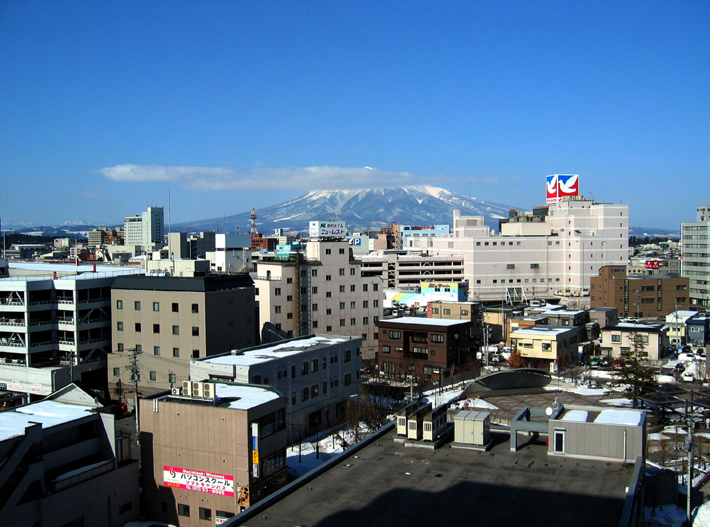 View of Hirosaki City and Mt. Iwaki from City Hirosaki Hotel