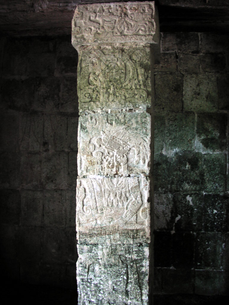 Carvings on a structural column