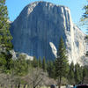 El Capitan, panorama of 1,000m vertical granite cliff