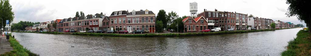 Houses along a canal - Ultra Wide panorama