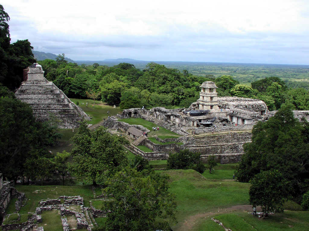 Temple of the Inscriptions and The Palace - View from Temple of the Cross