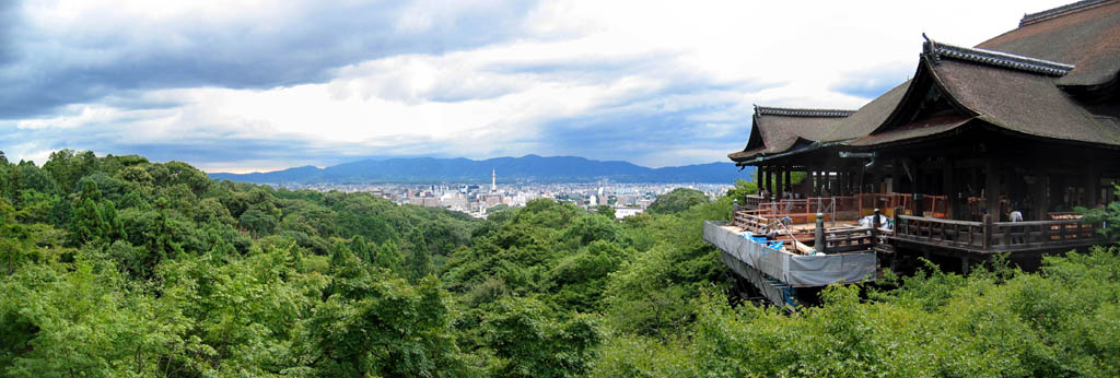 Kyomizu-dera - Panorama of downtown Kyoto from temple veranda