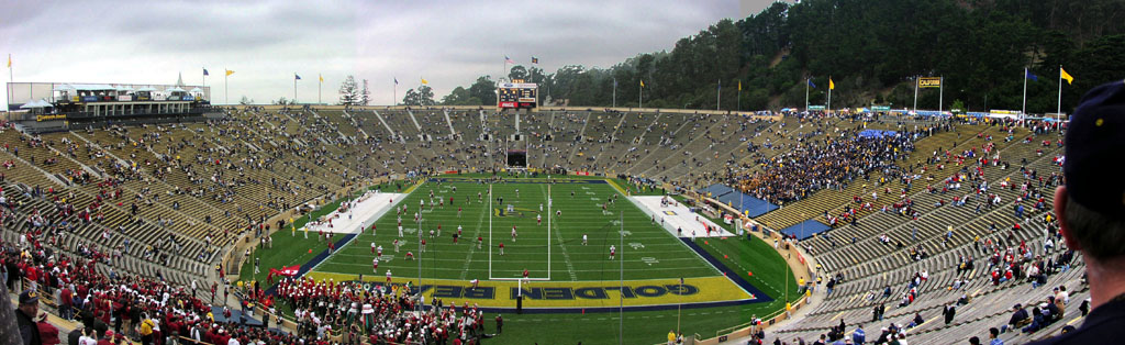 Panorama of California Memorial Stadium during the Big Game practice