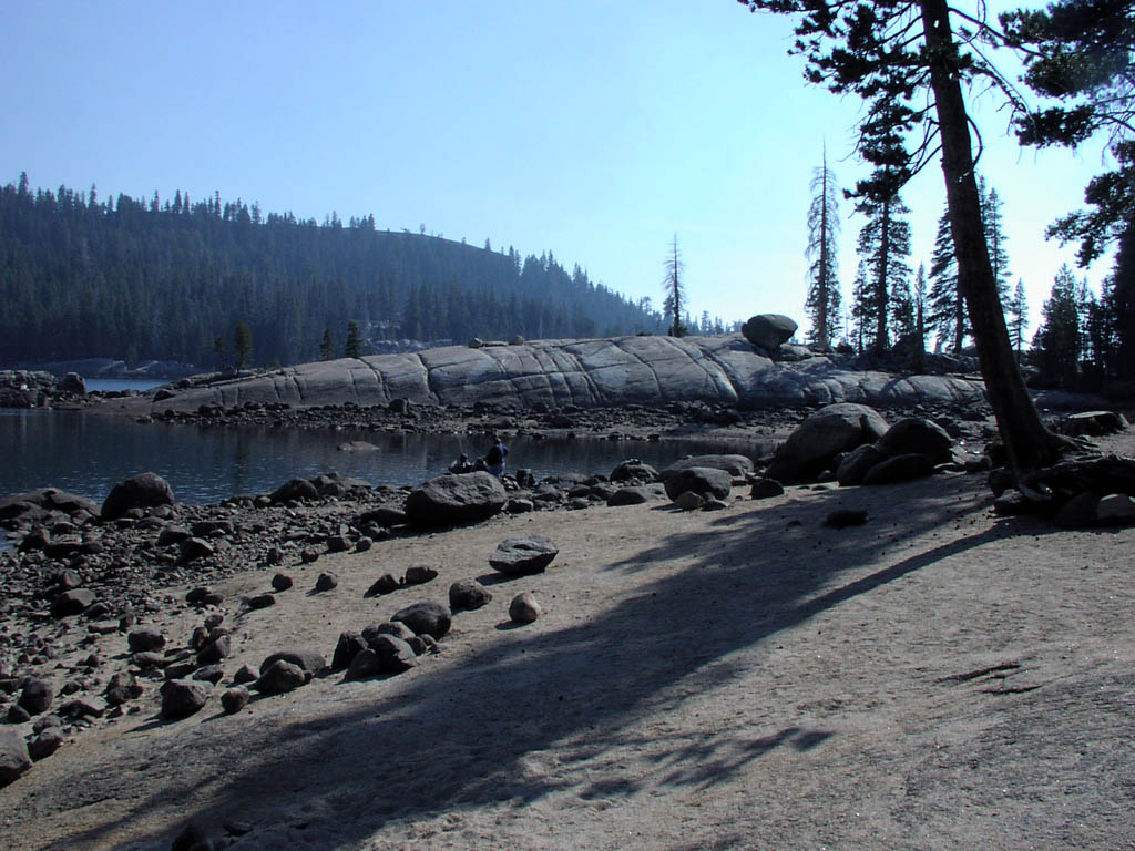 Rock formations revealed due to low water level