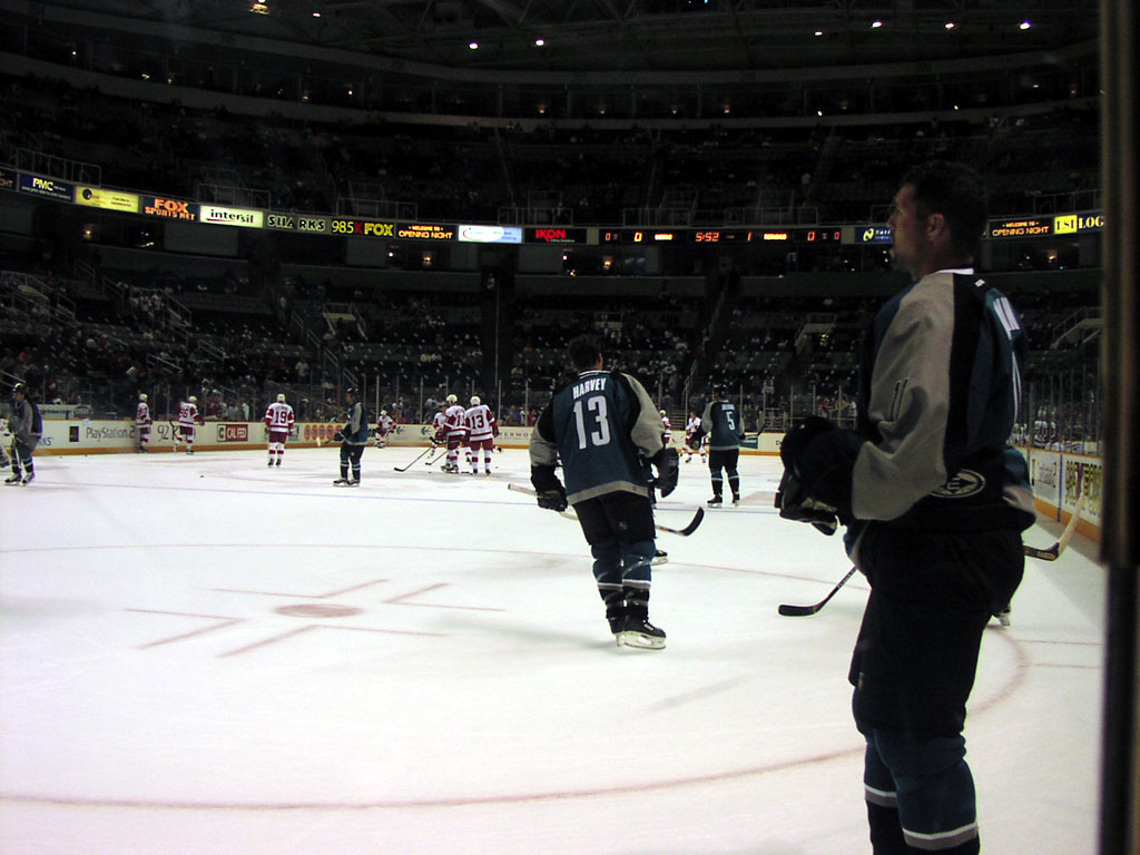 San Jose Arena - The Captain, Owen Nolan, surveys the practice session