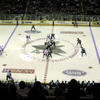 San Jose Arena - The ref drops the puck to start the game