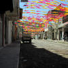 A decorated street awaits the festivities