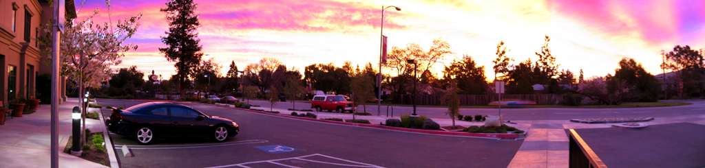 Los Gatos, CA - Panorama of a glorius sunrise on Los Gatos Boulevard