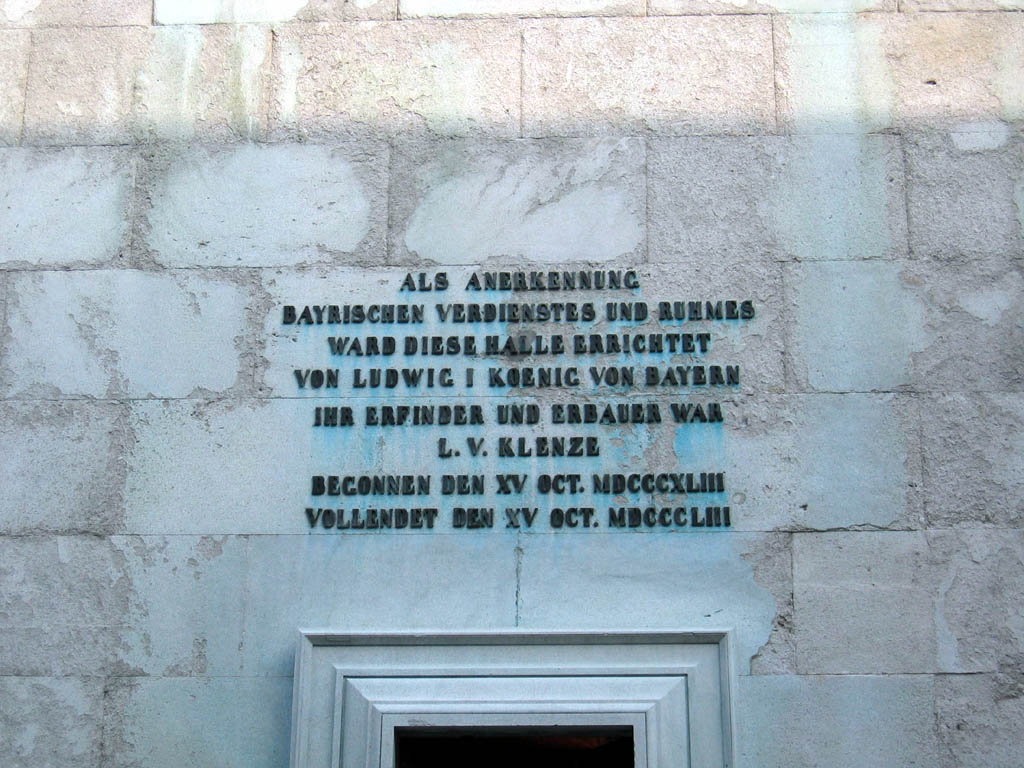 Inscription at base of Bavaria Statue