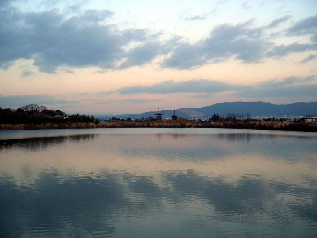 Horyuji Western Precinct - View from across pond