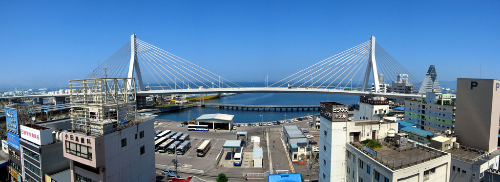 Amori Bay Bridge, panorama from hotel