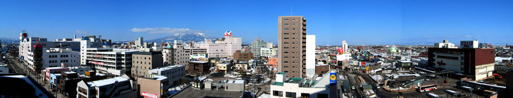 Hirosaki, panorama view of city and Mt. Iwaki