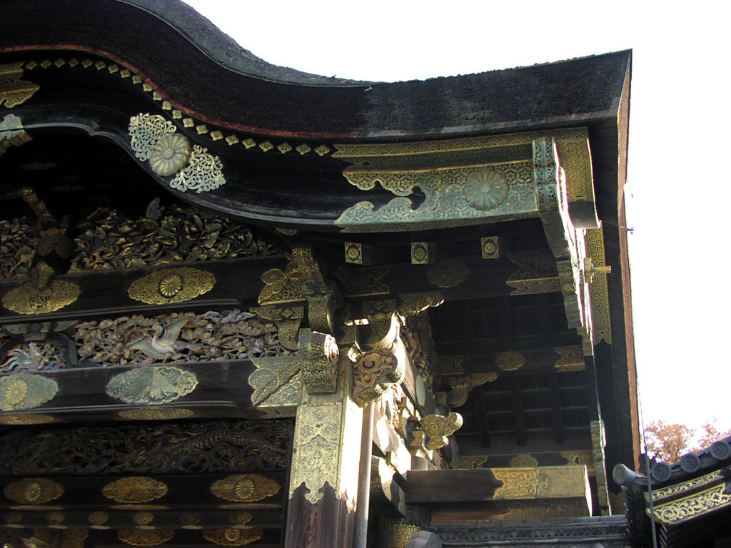 Nijo-jo Castle - Kara-mon, main gate to Ninomaru Palace, gold foil details