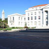 Panorama of Sproul Plaza, dominated by Sproul Hall