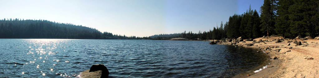 Panorama of Lake Alpine's North shore
