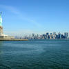 Liberty Island and the Statue of Liberty overlook Manhattan